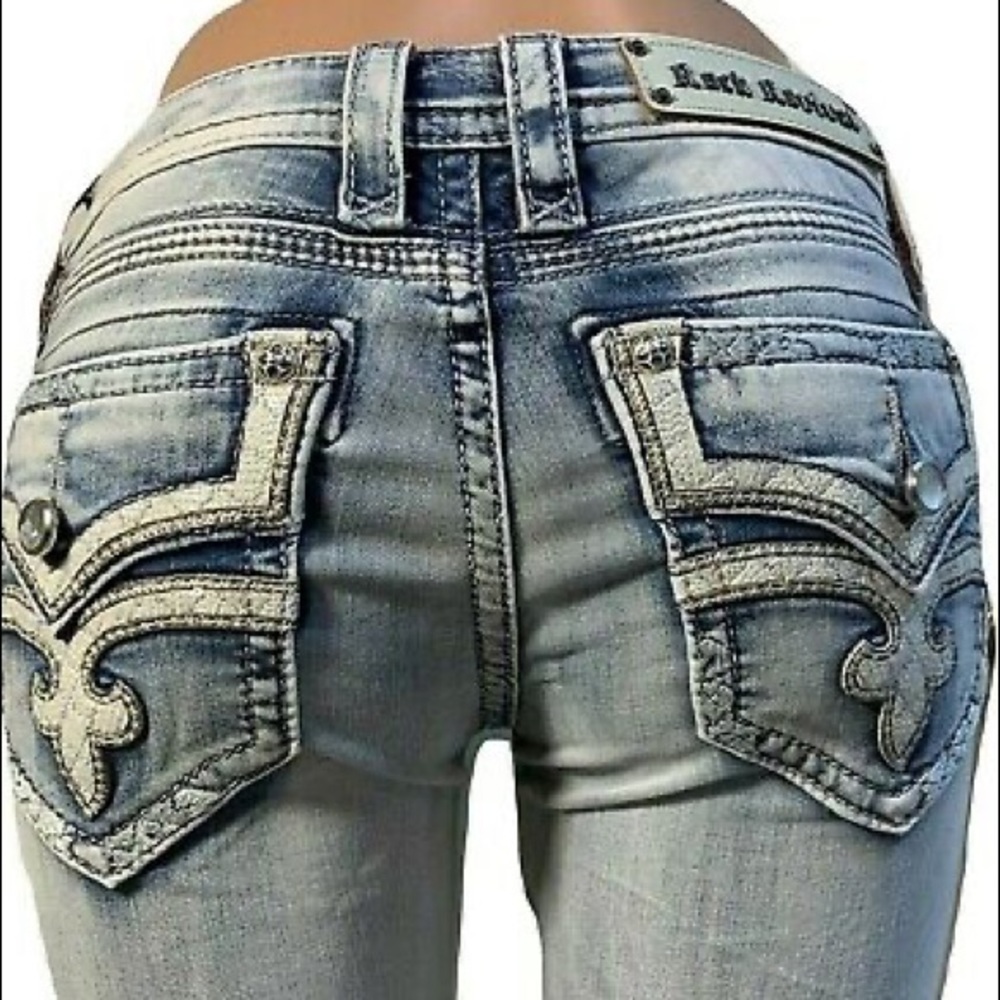 NWT Rock Revival Acid Blue Bootcut Jeans Size 25 - Picture 2 of 16